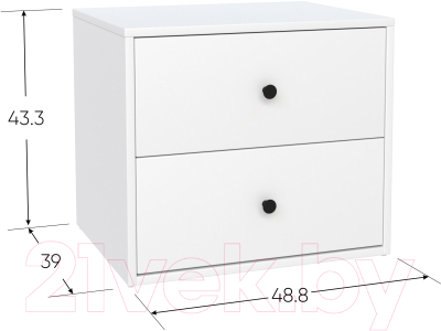 Прикроватная тумба Mio Tesoro Мини 2 ящика 2.07.03.050.1 (белый)