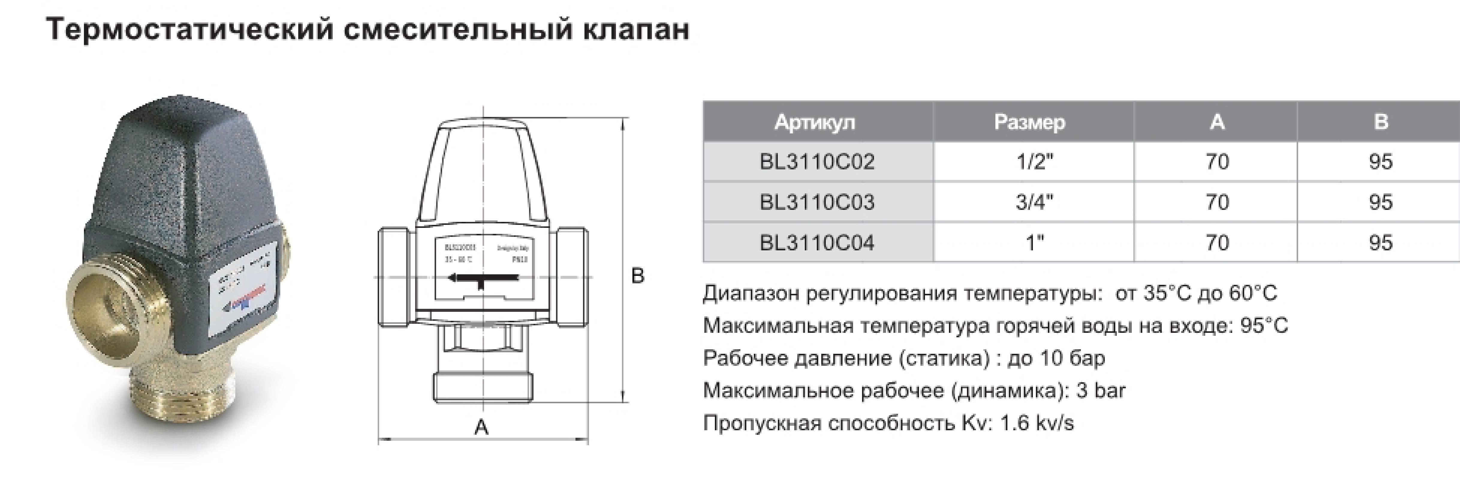 Клапан термостатический Tim BL3110C02