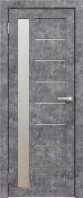 Дверь межкомнатная Юни Амати 04 40x200 (светлый бетон/стекло белое)