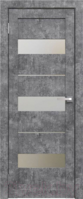 Дверь межкомнатная Юни Амати 12 80x200 (светлый бетон/стекло белое)