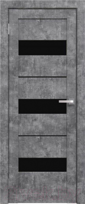Дверь межкомнатная Юни Амати 12 40x200 (светлый бетон/стекло черное)