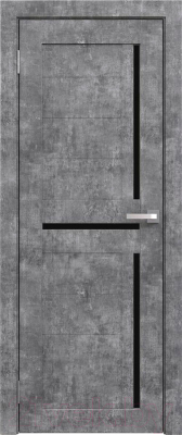 Дверь межкомнатная Юни Амати 18 40x200 (светлый бетон/стекло черное)