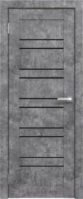 Дверь межкомнатная Юни Амати 25 60x200 (светлый бетон/стекло черное)