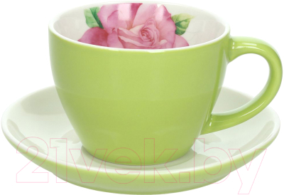 Чашка с блюдцем Andrea Fontebasso Milk & Coffee Breakfast Time / NL614C22860 (зеленый)