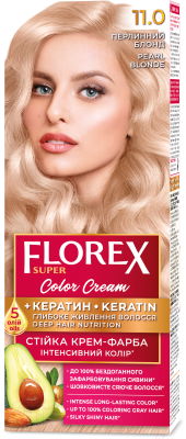 Крем-краска для волос Florex Super Кератин тон 11.0 жемчужный блонд