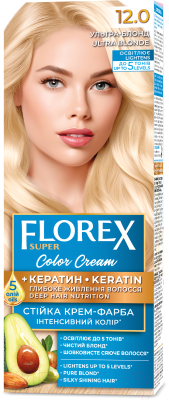 Крем-краска для волос Florex Super Кератин тон 12.0 ультра-блонд