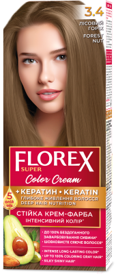 Крем-краска для волос Florex Super Кератин тон 3.4 лесной орех