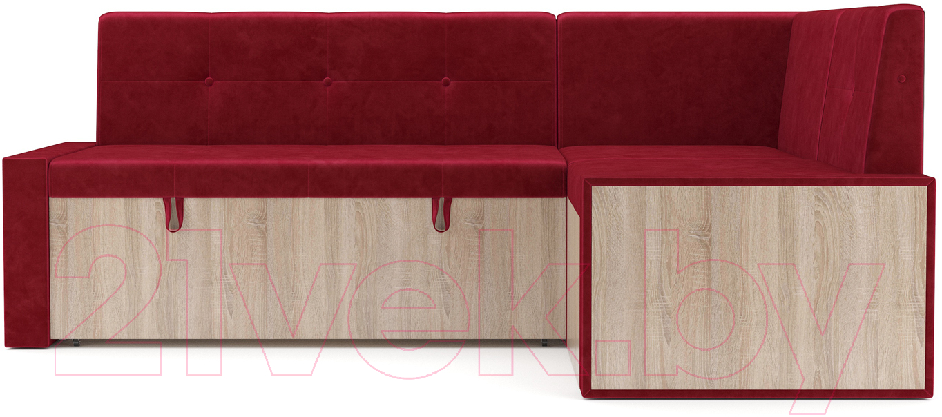 Уголок кухонный мягкий Mebel-Ars Таллин 191x83x121 (бархат красный Star Velvet 3 Dark Red) — фото 2