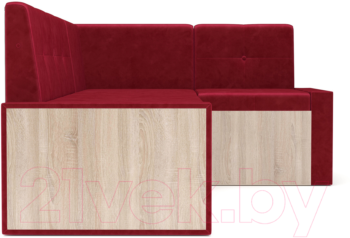 Уголок кухонный мягкий Mebel-Ars Таллин 191x83x121 (бархат красный Star Velvet 3 Dark Red) — фото 3