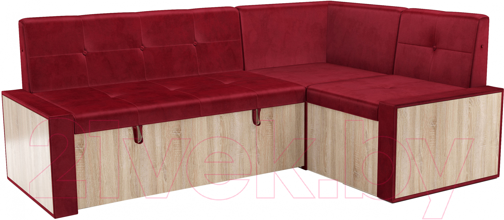 Уголок кухонный мягкий Mebel-Ars Таллин 191x83x121 (бархат красный Star Velvet 3 Dark Red) — фото 1