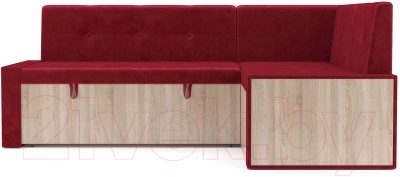 Уголок кухонный мягкий Mebel-Ars Таллин 191x83x121 (бархат красный Star Velvet 3 Dark Red)