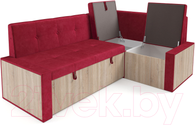 Уголок кухонный мягкий Mebel-Ars Таллин 191x83x121 (бархат красный Star Velvet 3 Dark Red)