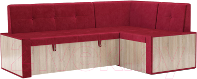 Уголок кухонный мягкий Mebel-Ars Таллин 211x83x141 (бархат красный Star Velvet 3 Dark Red)