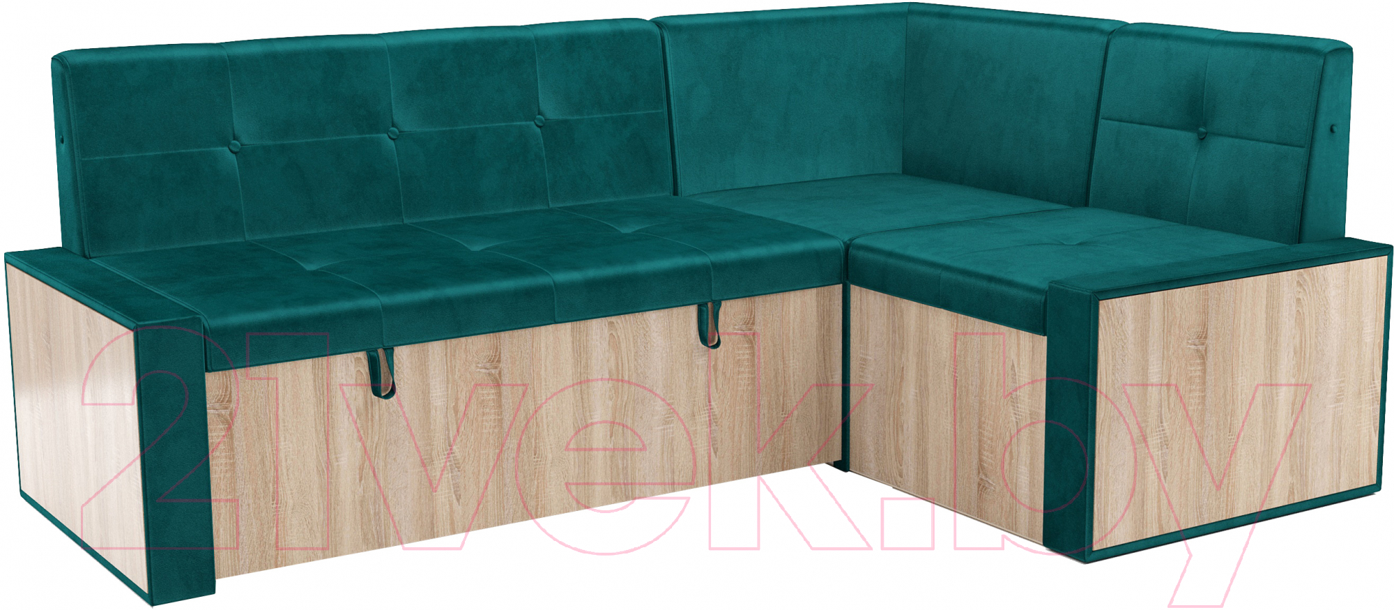Уголок кухонный мягкий Mebel-Ars Таллин 191x83x121 (сине-зеленый Star Velvet 43 Black Green) — фото 1