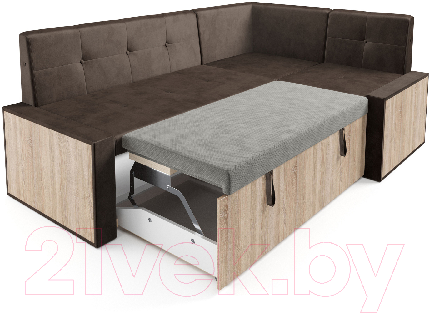 Уголок кухонный мягкий Mebel-Ars Таллин 191x83x121 (бархат шоколадный Star Velvet 60 Cofee) — фото 5