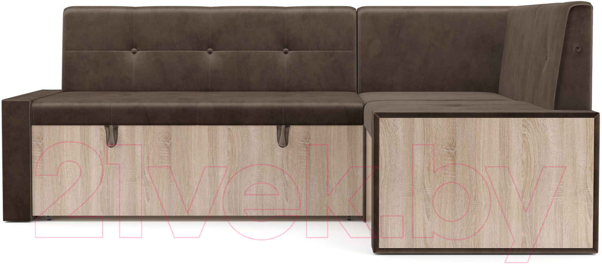 Уголок кухонный мягкий Mebel-Ars Таллин 191x83x121 (бархат шоколадный Star Velvet 60 Cofee) — фото 2