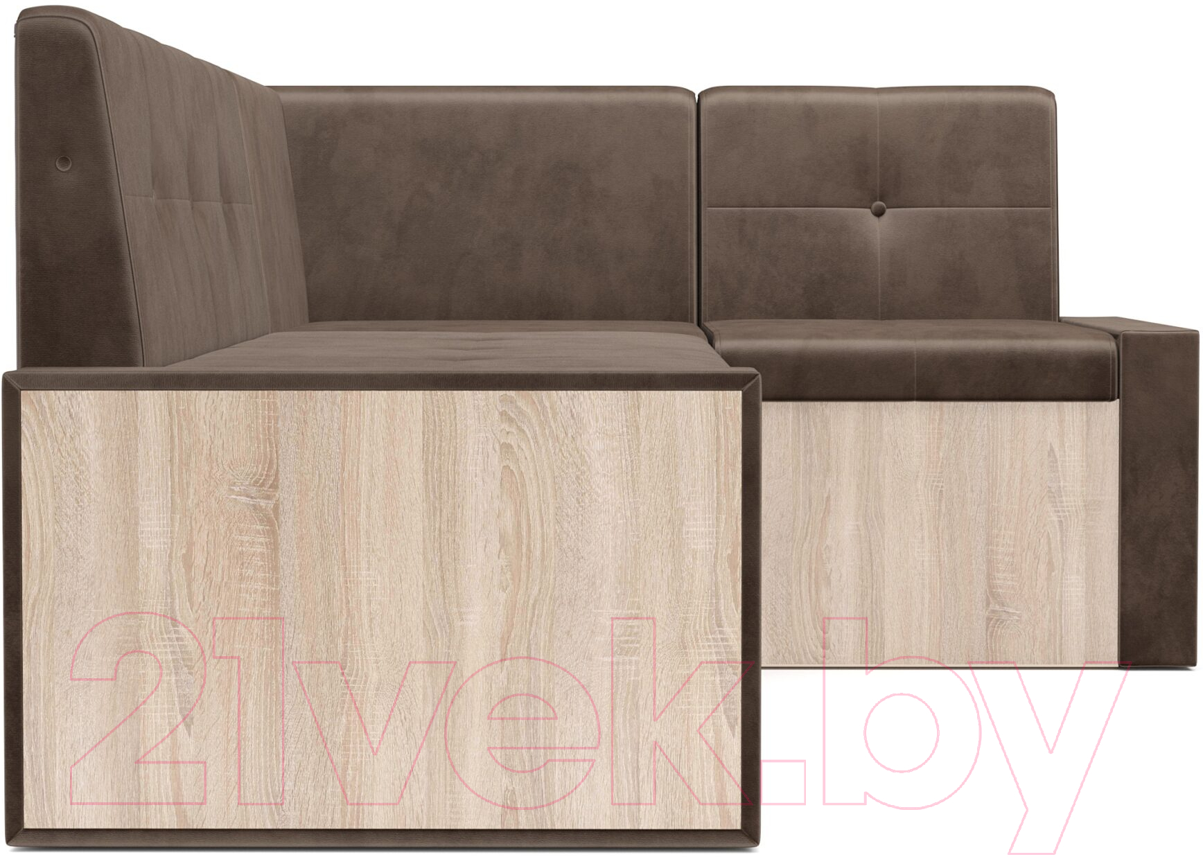 Уголок кухонный мягкий Mebel-Ars Таллин 191x83x121 (бархат шоколадный Star Velvet 60 Cofee) — фото 3