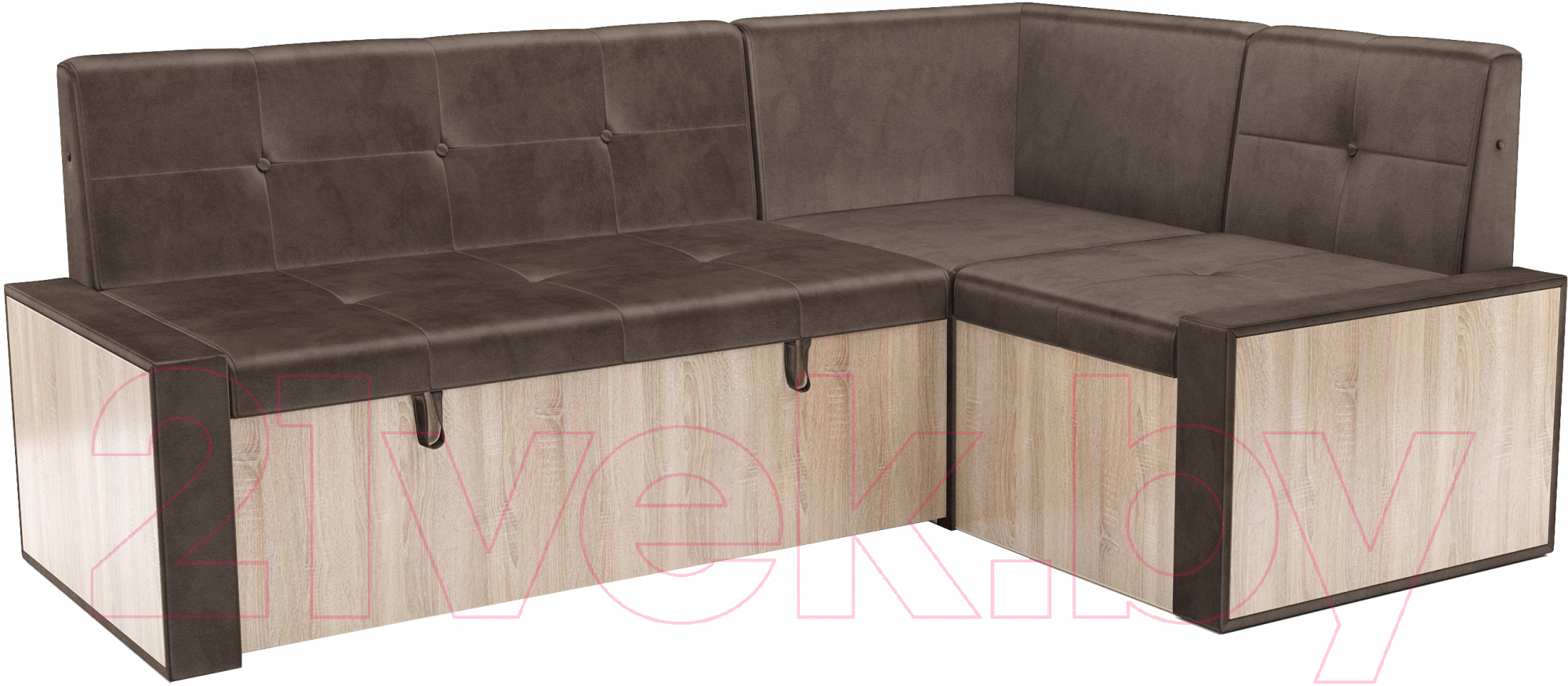 Уголок кухонный мягкий Mebel-Ars Таллин 191x83x121 (бархат шоколадный Star Velvet 60 Cofee) — фото 1