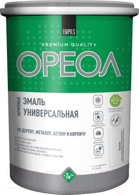 Эмаль Ореол Акриловая глянцевая (2.5кг, белый)