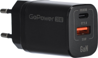 Адаптер питания сетевой GoPower 1USB+1TYPE-C 35W QC3.0 / 00-00028403 (черный) - 