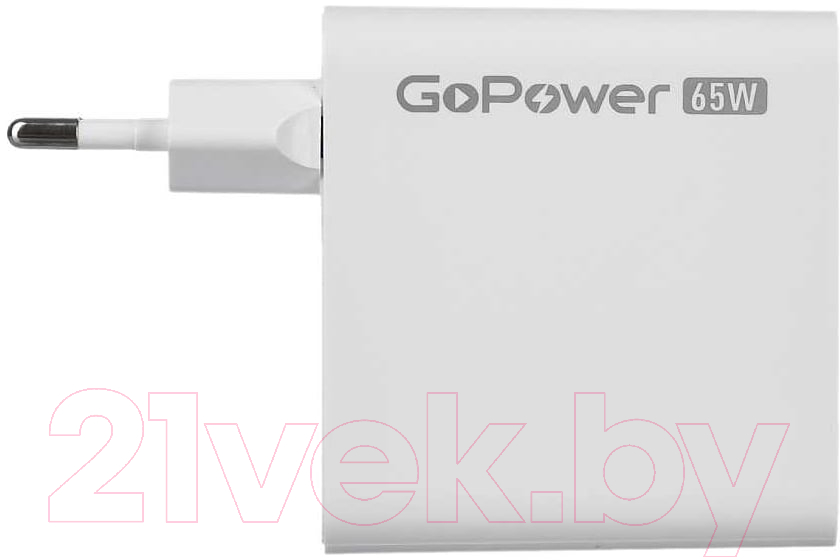 Адаптер питания сетевой GoPower 1USB+2TYPE-C 65W QC3.0 GAN / 00-00028405