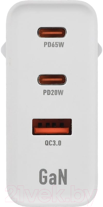 Адаптер питания сетевой GoPower 1USB+2TYPE-C 65W QC3.0 GAN / 00-00028405