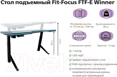 Геймерский стол Fit Focus FTF-E Winner 139.5x76x4.6 (черный)