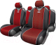Комплект чехлов для сидений Autoprofi Carbon CRB-802 RD (9шт, красный) - 
