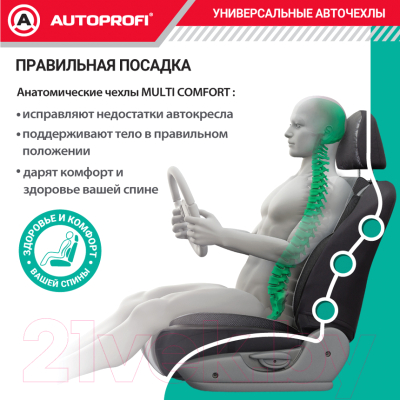 Комплект чехлов для сидений Autoprofi Multi Comfort / MLT-1105GV BK/BK (черный)