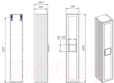 Шкаф-пенал для ванной La Fenice Cubo 30x160 / FNC-05-CUB-BG-30 (синий матовый)