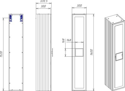 Шкаф-пенал для ванной La Fenice Cubo 30x160 / FNC-05-CUB-C-30 (бежевый матовый)