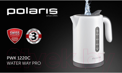 Электрочайник Polaris PWK 1220C Water Way Pro (белый)