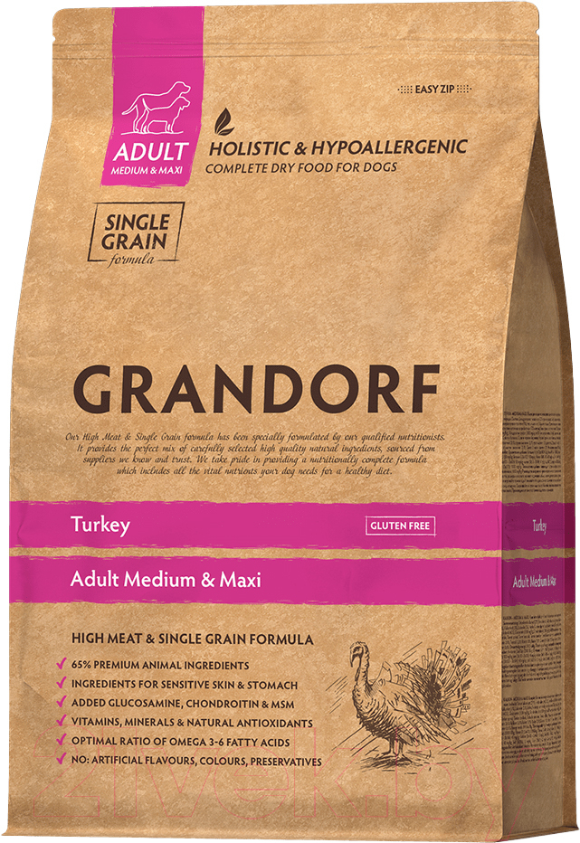 Сухой корм для собак Grandorf Dog Turkey Medium & Maxi Breeds (1кг)