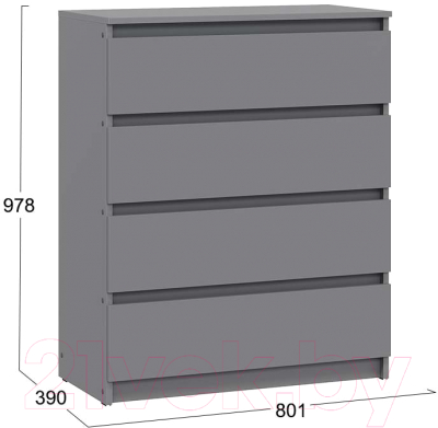 Комод ТриЯ Денвер Исп.2 4 ящика (графит серый)