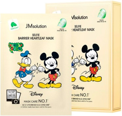 Маска для лица тканевая JMsolution Disney Collection Selfie Barrier Heartleaf Mask (30мл) - 