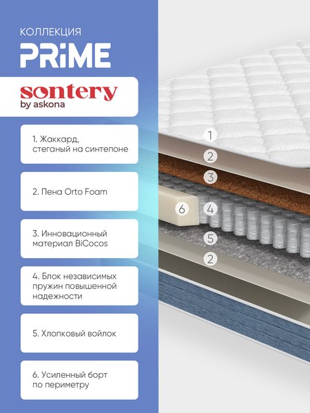 Купить Матрас Sontery by Askona Prime Mix 160x200 в Гродно