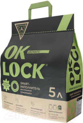 Наполнитель для туалета Ok-Lock Зеленый чай комкующийся (2.15кг/5л)