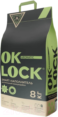 Наполнитель для туалета Ok-Lock Зеленый чай комкующийся (8кг/18л)