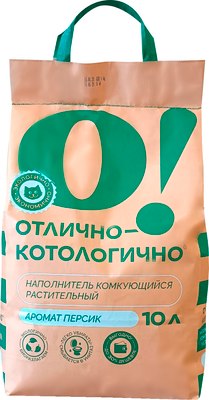 Наполнитель для туалета О!Отлично-котологично Персик комкующийся (4.08кг/10л) - 