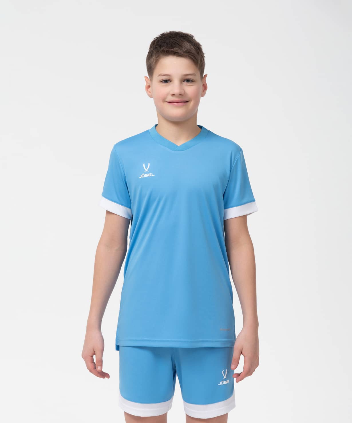 Футболка игровая футбольная Jogel Division PerFormDRY Union Jersey (YS, голубой/белый/белый) — фото 5