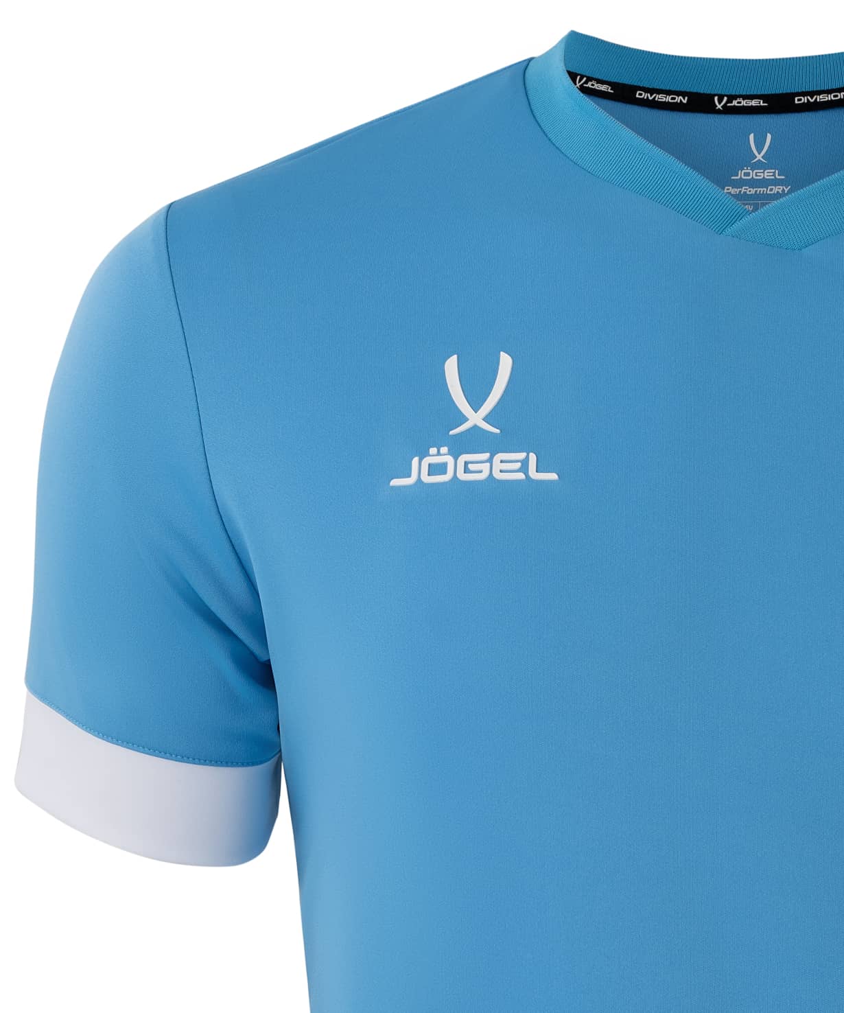 Футболка игровая футбольная Jogel Division PerFormDRY Union Jersey (YS, голубой/белый/белый) — фото 4