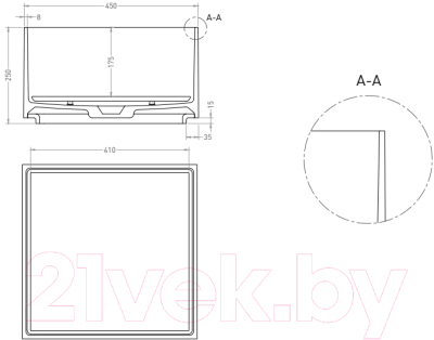 Умывальник Salini Armonia Square 02 / 130512G (S-Sense, глянцевый)