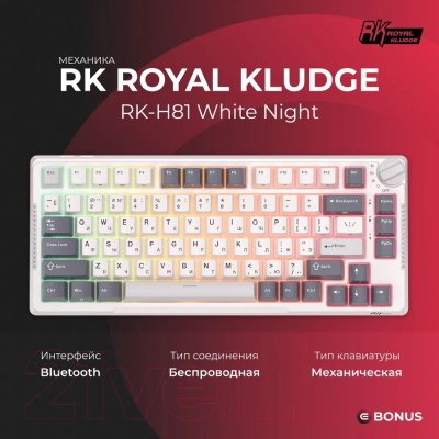 Изображение товара Клавиатура Royal Kludge RK-H81 (White Night, Brown Switch)