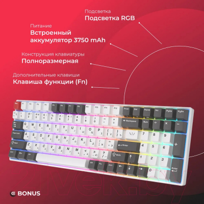 Клавиатура Royal Kludge RK100 (серый/красный/белый, Red Switch)