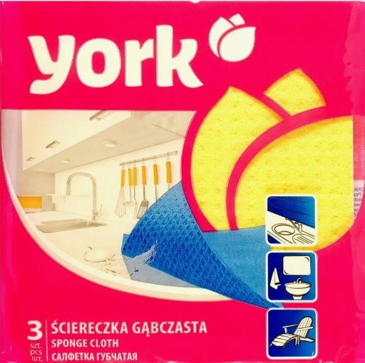 Набор салфеток хозяйственных York Губчатые 15x15см (3шт)