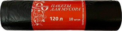 Пакеты для мусора ТерраТекстиль ПВД 70x110x45мкм (120л, черный) - 