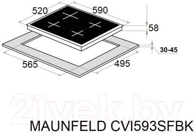 Индукционная варочная панель Maunfeld CVI593SFBK Inverter