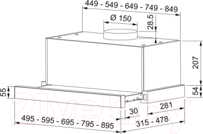 Вытяжка телескопическая Franke Touch BK 60 (315.0702.966)