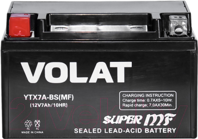 Мотоаккумулятор VOLAT YTX7A-BS MF L+ (7 А/ч)