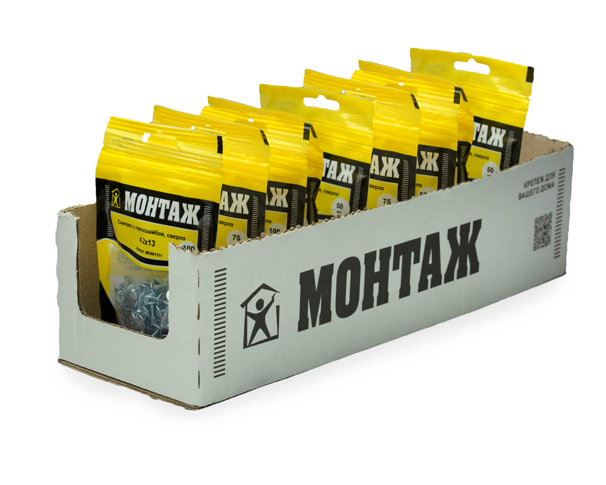 Саморез Монтаж С прессшайбой 4.2x13 / MD001111 (100шт) — фото 4